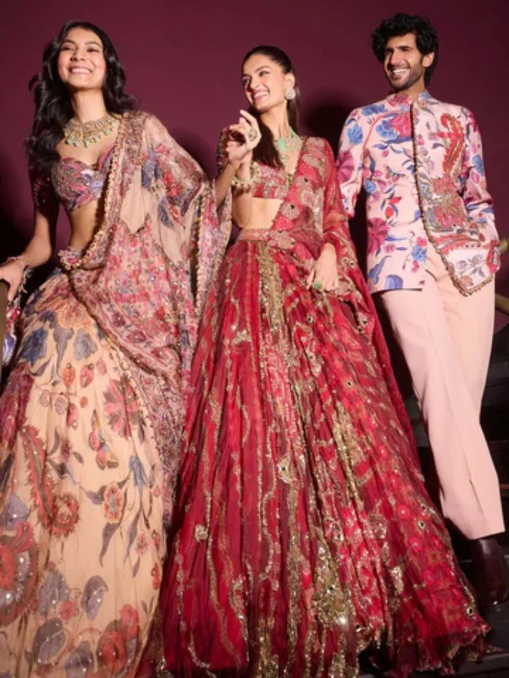 Mahima Mahajan Dark Red Lengha Ehlam with Veil (MMM-WF24-954) - Picture 12 of 12
